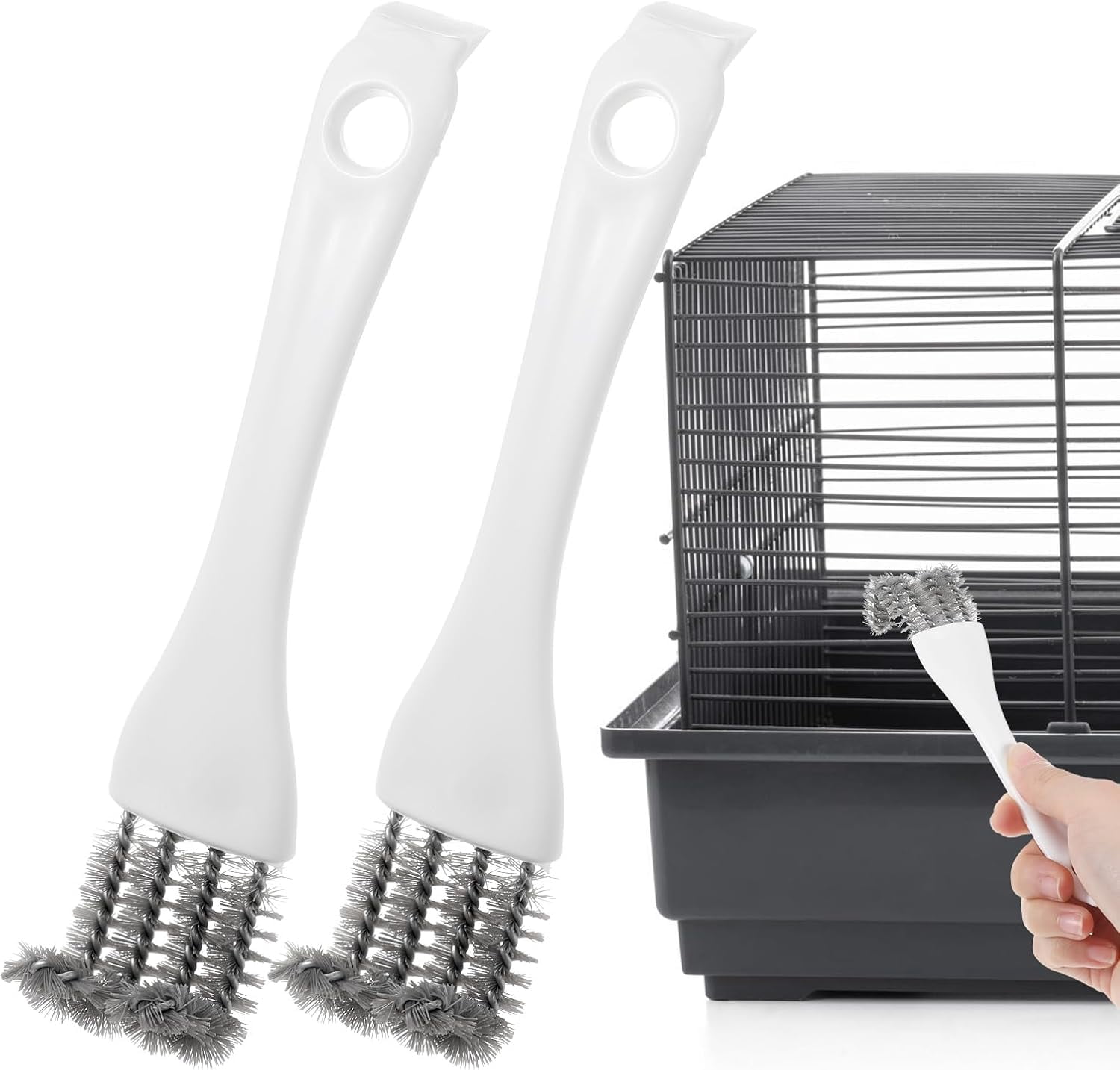 2Pcs Bird Cage Cleaning Brush with Long Ergonomic Handle, Bird Cage ...