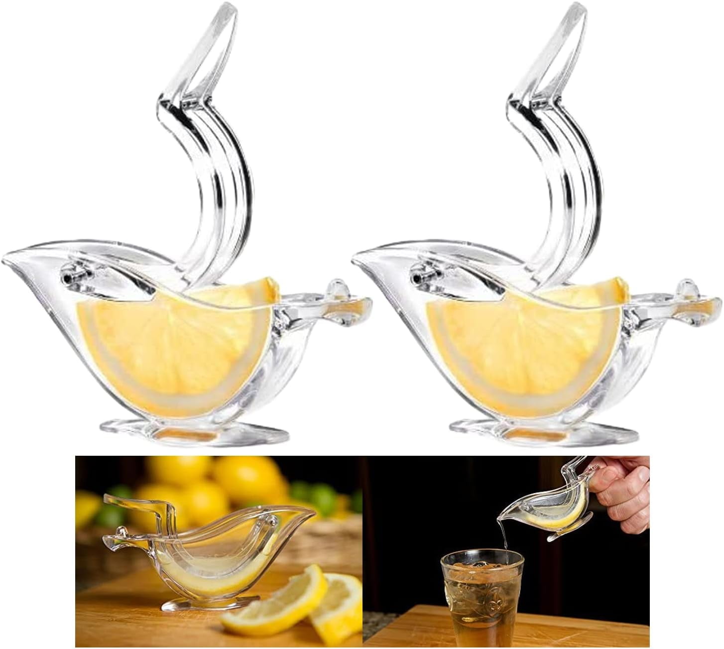 Kajiali 2-Pack Bird Shaped Lemon Squeezer – Hand Press Citrus Juicer For Lemon, Orange, Lime | Acrylic