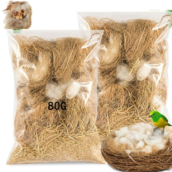 2Pcs Bird Nesting Material,Tutuviw Natural Mixing Nesting Material Pad for Bird Nest,Bird Nest Bedding,Canary Bird Nest Building Materials and Hideouts Supplies for Cage Garden Tree Trunk(3oz)