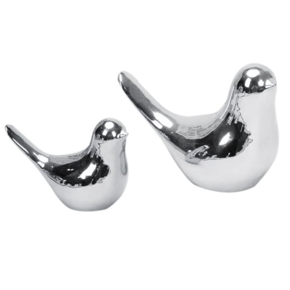 2Pcs Birds Statues Gold Home Decor Modern Style Figurine Decorative Ornaments for Living Room, Bedroom, Office Desktop, Cabinets(Small+Large)
