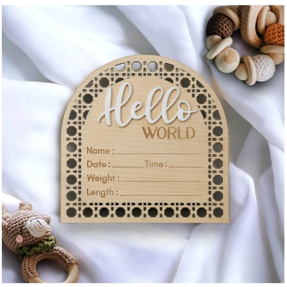 2Pcs Birth Announcement Sign Wooden Baby Announcement Sign Newborn Name Announcement Sign