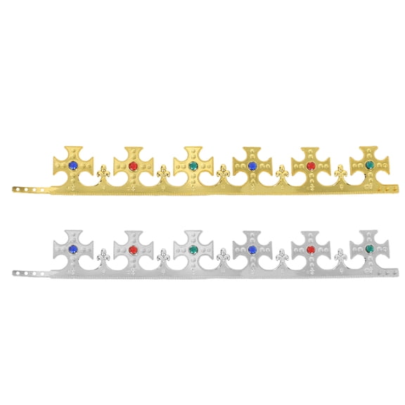 2Pcs Birthday Tiara Prince Crown Hats Kids Party Favors Supplies Decoration (Cross)