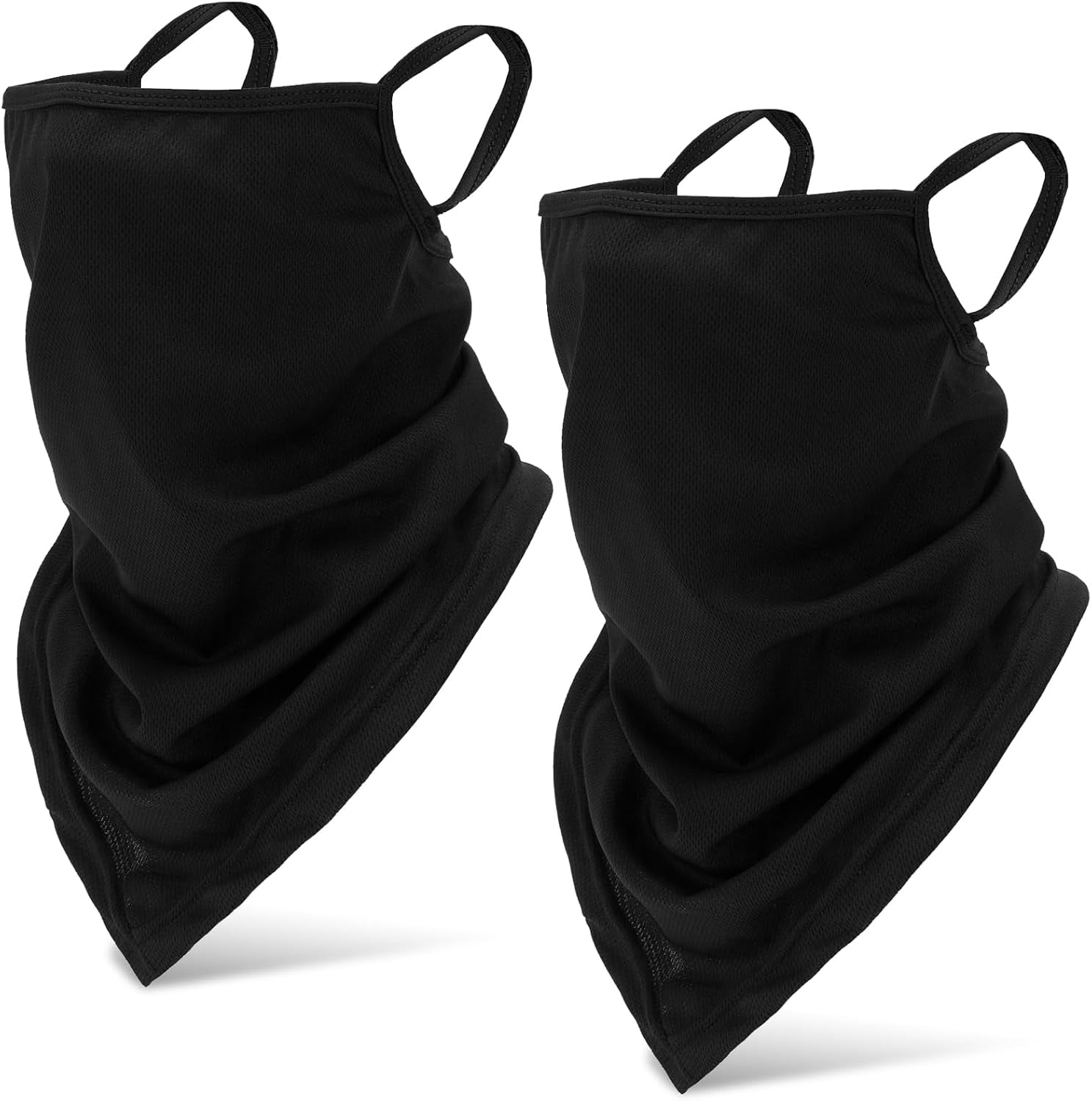 2Pcs Black Balaclava Mask Neck Gaiter Face Cover With Ear Loops Half ...