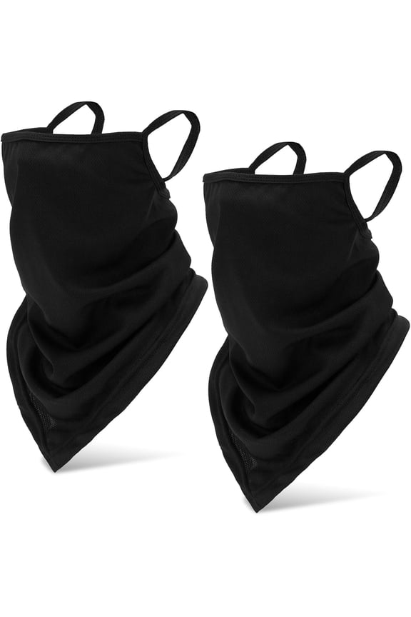 2Pcs Black Balaclava Mask Neck Gaiter Face Cover With Ear Loops Half Face Mask For Men Women UV Protection Scarf Mask For Motorbike Runing Skiing Hiking