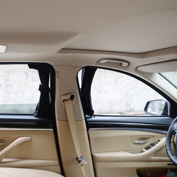 2Pcs Black Car Side Window Curtains for Parking Sunshade and Heat Reduction