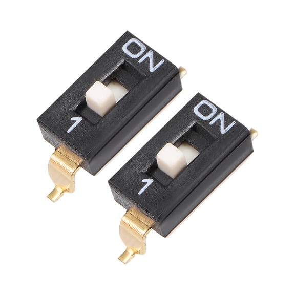2Pcs Black DIP Switch 1 Positions for Circuit PCB Surface Mounted Devices Type