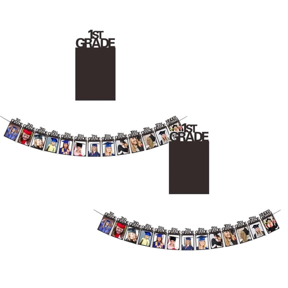 2Pcs Black Flash Graduation Photo Banner Kindergarten To Graduation Photo Display Banner Suitable For Grade Photos Party Decoration 2025 Event Party Practical Home Decor