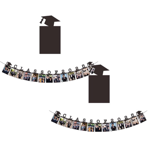 2Pcs Black Flash Graduation Photo Banner Kindergarten to Graduation Photo Display Banner Suitable for Grade Photos Party Decoration 2026 Event Party Graduation Decorations 2026 Home Decor Happy 2026!