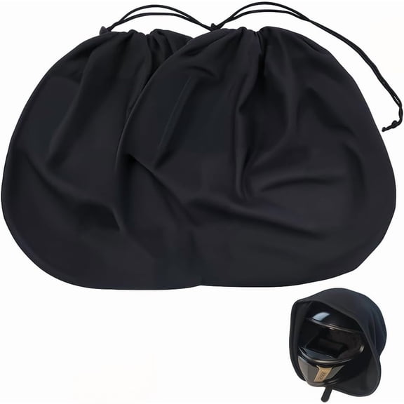 2Pcs Black Helmet Bag Polyester Lightweight Soft Large Capacity Universal Drawstring Helmets Protection Storage Carrying Organizer Bags for Motorcycles Sport Riding Travel Accessories Black