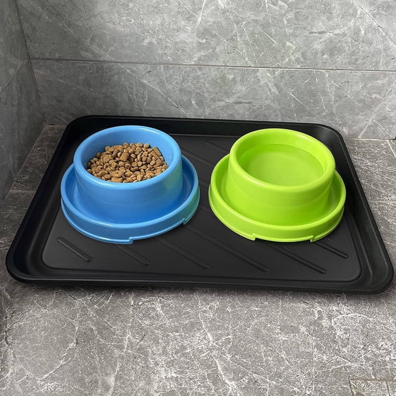 Alasum 2Pcs Black Multi Function Shoe Tray for Mudroom Entryway and Plant Pot Protection