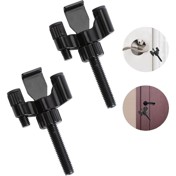 2Pcs Black Stainless Steel Door Lock Security Device Adjustable Travel Anti-Theft Safety and Privacy for Home Hotel School Apartment