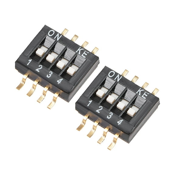 2Pcs Black Surface Mounted Devices DIP Switch 1-4 Positions 1.27mm Pitch for Circuit PCB
