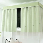 2Pcs Blackout Bed Curtain for Bunk Beds, Dorm Privacy Mosquito Net with Gauze Top
