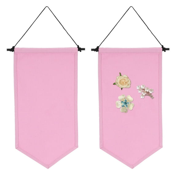Uxcell 2Pcs Blank Canvas Banners, Pin Display Wall Banner for Home Decor Pink
