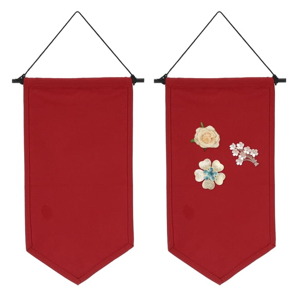 Uxcell 2Pcs Blank Canvas Banners, Pin Display Wall Banner for Home Decor Dark Red