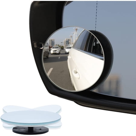 2Pcs Blind Spot Car Mirror,Sherry 2" Round HD Glass Frameless Convex Rear View Mirrors - 360° Rotate Blind Spot Mirror with Rust Resistant Frame, Rotate Wide Angle Rear View Mirror for Car - A02