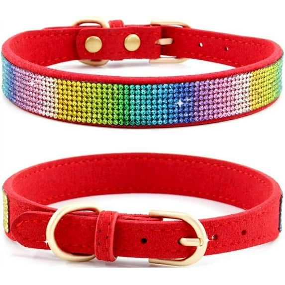 2Pcs Bling Cat Collar, Rhinestone Dog Collars Girl Diamond Puppy Collar Female Sparkly Sparkle Jewelry Cute Adjustable for XXS XS Small Medium Boy Pet Cat Princess