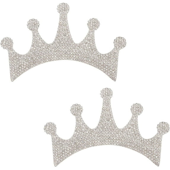 2Pcs Bling Crown Car Emblem Crystal Princess Crown Car Stickers Glass Rhinestone Crown Sticker Waterproof