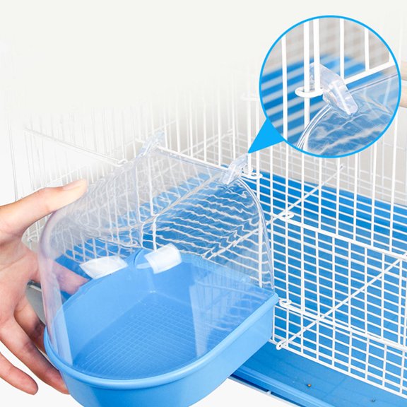 2Pcs Blue Parrot Bathing Tubs Eco Friendly Bird Bath Basin for Cage Hanging