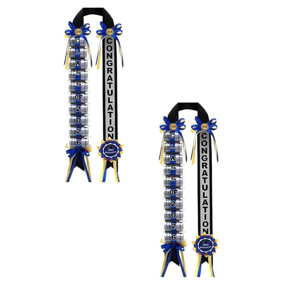 2Pcs Blue And Red Graduation Money Lei Class Of 2027 Ribbon Money Lei Graduation Cash Gift For Congrats Graduates Grad Leis With Cash Holder For Senior High School Party Supplies (Classic) 48.0X2.0"