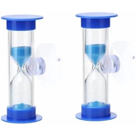 2Pcs Blue Toothbrush Timer for 2mins Sand Clock Timer 2 Minute Sand Timer, Plastic Suction Cup Hourglass Sandglass Desktop Ornament Party Favors$$Home Decor, Kitchen, & Other