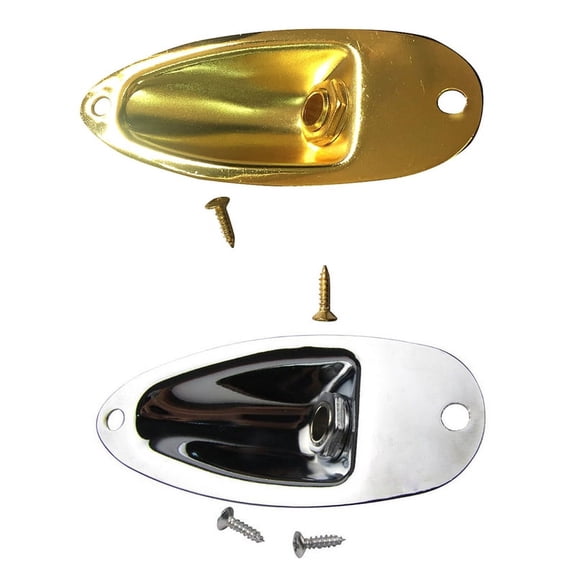 2Pcs Boat Guitar Jack 1/4 Inch Input Output Jack Plate Socket 6.35Mm for Style Guitar Parts - Silver & Gold