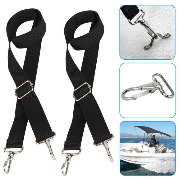 2Pcs Boat Top Tie Down Straps - Adjustable Length - Durable Nylon Material - Ideal for Bimini Roofs