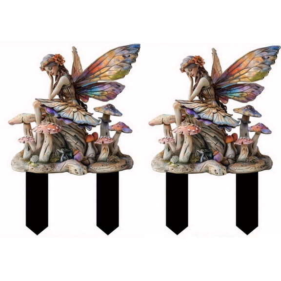 2Pcs Bohemian Fairy Garden Acrylic Stakes, Yard Flower Bed Ground Insert Ornaments, Boho Lawn Floor Plugs Patio Courtyard Potted Plants Landscape Decor