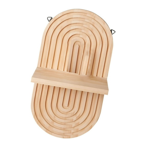 2Pcs Bohemian Oval Shape Wood Wall Shelves for Plant and Decors Organization