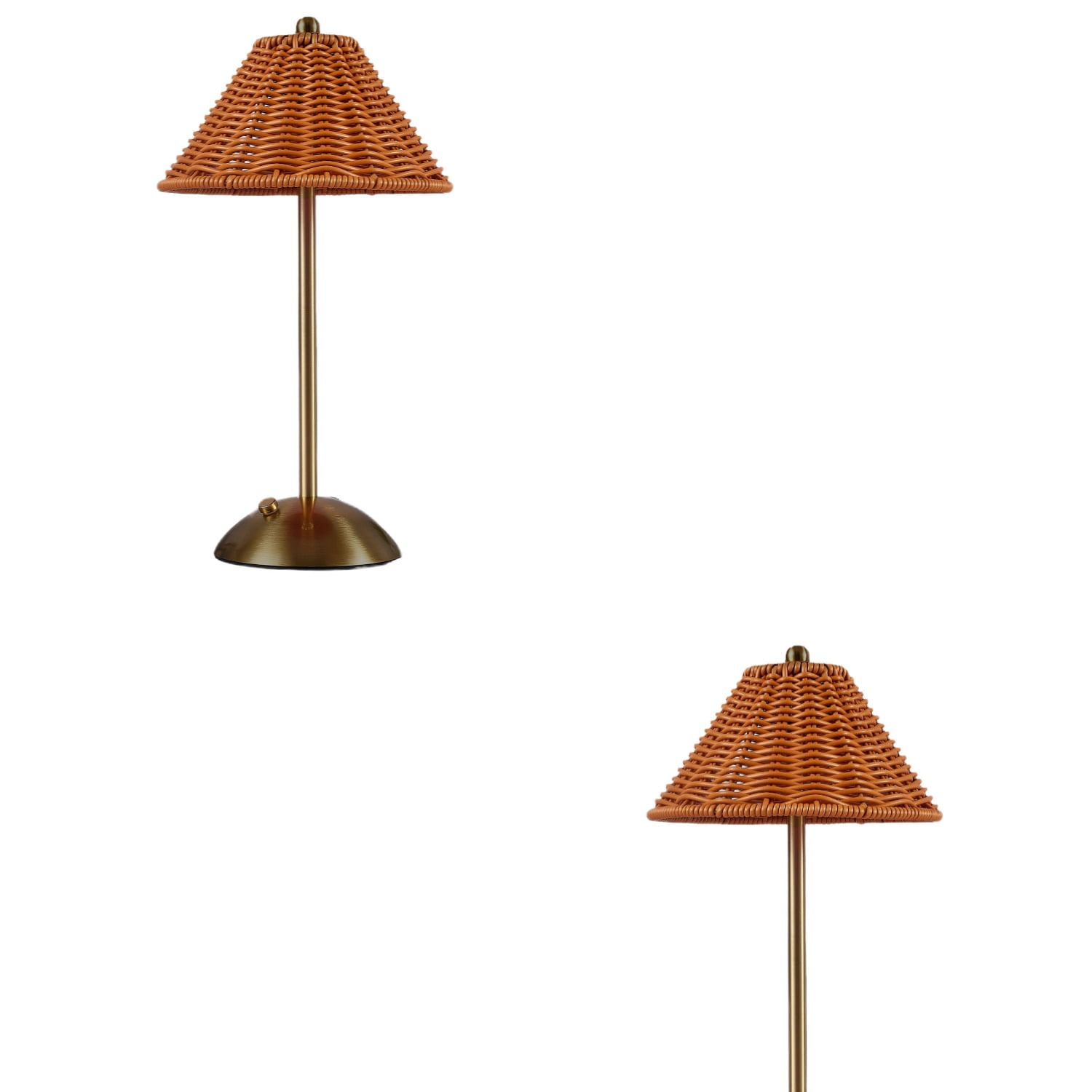 2Pcs Boho Rattan Table Lamp Cordless Wicker Lamp Rechargeable Bambo O