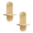 thumbnail image 1 of 2Pcs Boho Shelves Wall Decor Mid Century Modern Decorative Floating Shelves 11.81inch with Ledge for Indoor Decoration Holding Planter Ornaments (Style 2), 1 of 10