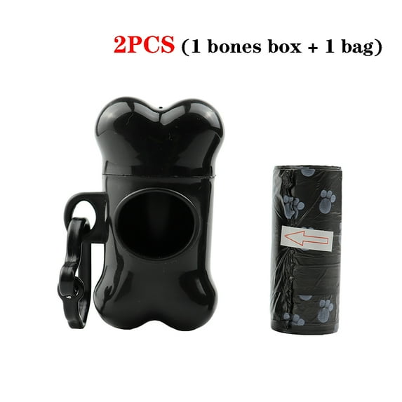 2Pcs Bone Shaped Poop Bag Dispenser Pet Dog Waste Bag Holder Plastic Garbage Bag Dispenser Carrier Case Disposal Bag Dispenser (Black)