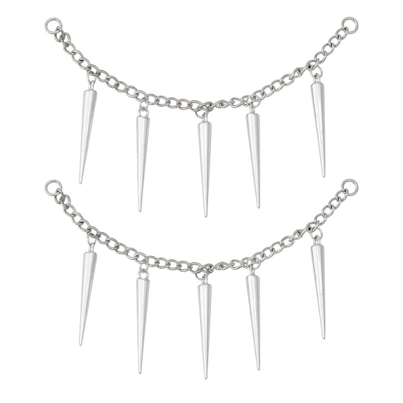 2Pcs Boot Decoration Chains Alloy Spikes Cone Shoe Link Pendants Chains ...