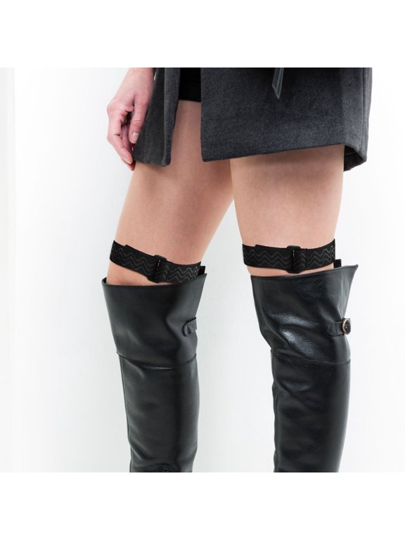 2-Pack Black Adjustable Boot Straps with Non- Hook and Fasteners for Secure Boot Fixing