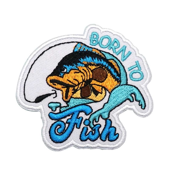 2Pcs Born to FISH Embroidered Appliques Patch with iron on Backing- Punk Style Crochet Badge Suitable for Vests,Jackets, Backpacks,and Clothing