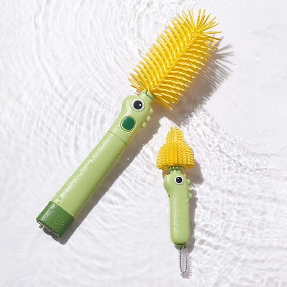 2Pcs Bottle Brush Cleaning Set for Water Bottles,Baby Bottles,Tumblers,Drinking Glasses Multifunctional Portable Cute Small Cup Scrubber (Green)