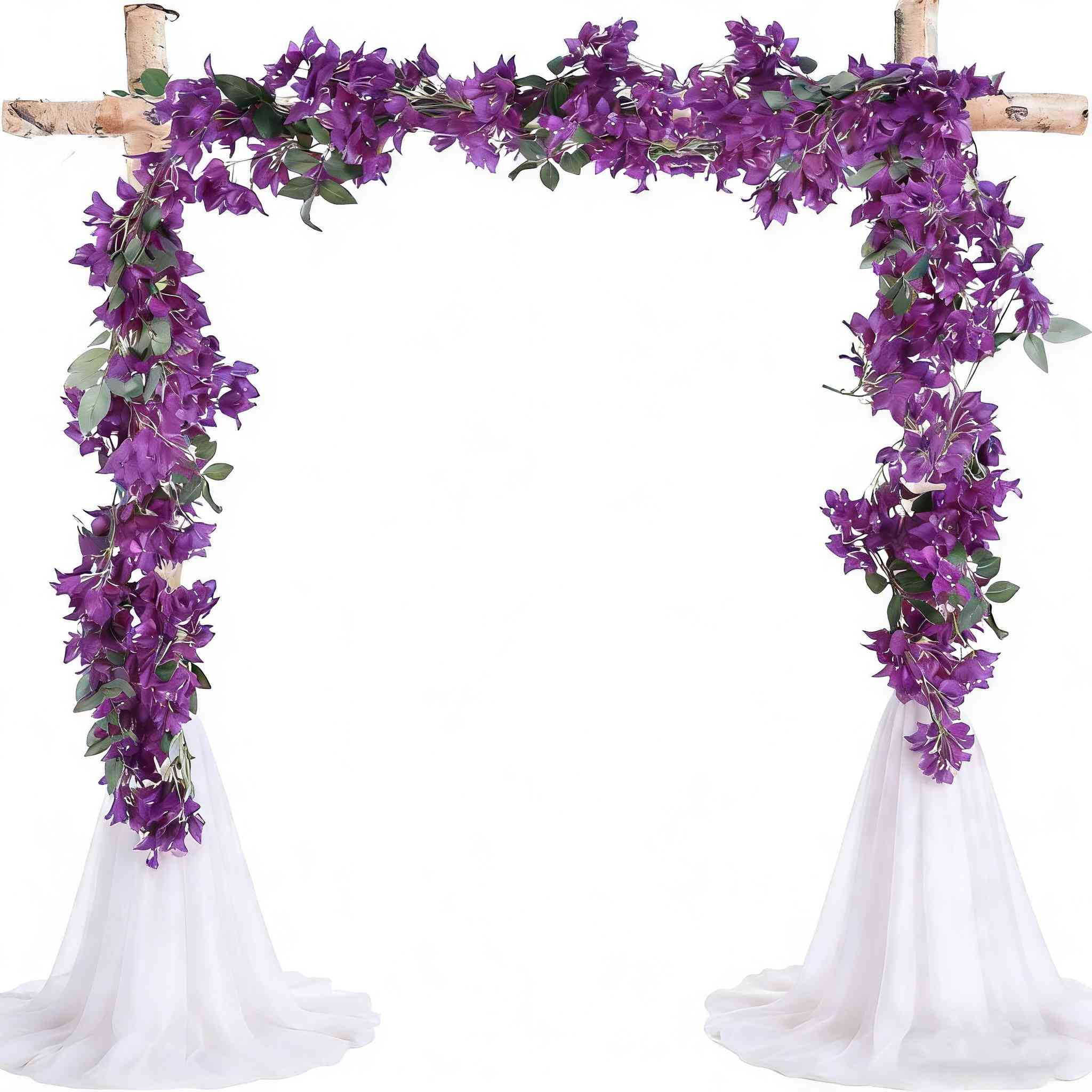 2Pcs Bougainvillea Artificial Flowers Garland, 5.58ft Faux Bougainvillea Silk Vine Flowers Artificial Hanging Flowers for Wedding Arch Wall Centerpieces Table Decorations (Purple)