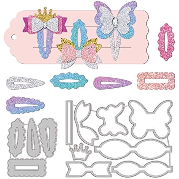 2Pcs Bow Hair Clip Cutting Dies Butterfly Hair Clip Embossing Stencil Template for DIY Carbon Steel Crafting Die Cut for Card Making Scrapbooking Photo Album Decoration