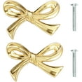 2Pcs Bow Knobs for Dresser Brass Knob Decorative Furniture Door