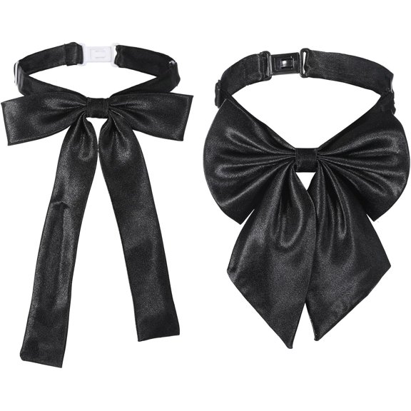 2Pcs Bow Tie for Women, Adjustable Pre-tied Bow Tie Women's Black Ribbon Choker Self-Tie Bowties for School Uniform Shirt