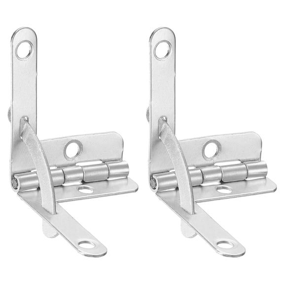 2Pcs Box Quadrant Hinge, 22x28mm Box Hinge Cases with Side Rail Retaining Arm 90 Degree Folding Support Hinges for Jewelry Wine Wooden Box, Nickel Silver