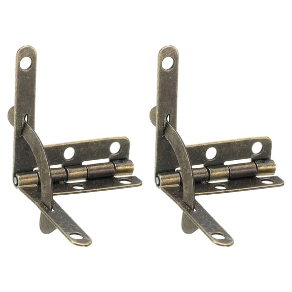 2Pcs Box Quadrant Hinge, 30x32mm Box Hinge Cases with Side Rail Retaining Arm 90 Degree Folding Support Hinges for Jewelry Wine Wooden Box, Bronze
