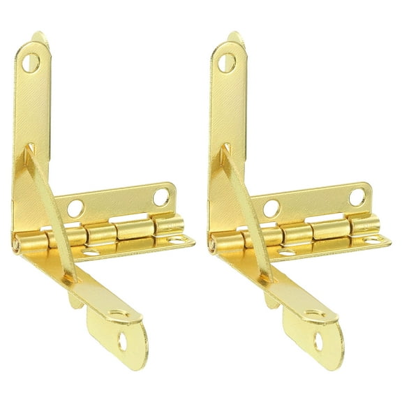 2Pcs Box Quadrant Hinge, 31x36mm Box Hinge Cases with Side Rail Retaining Arm 90 Degree Folding Support Hinges for Jewelry Wine Wooden Box, Imitation Gold