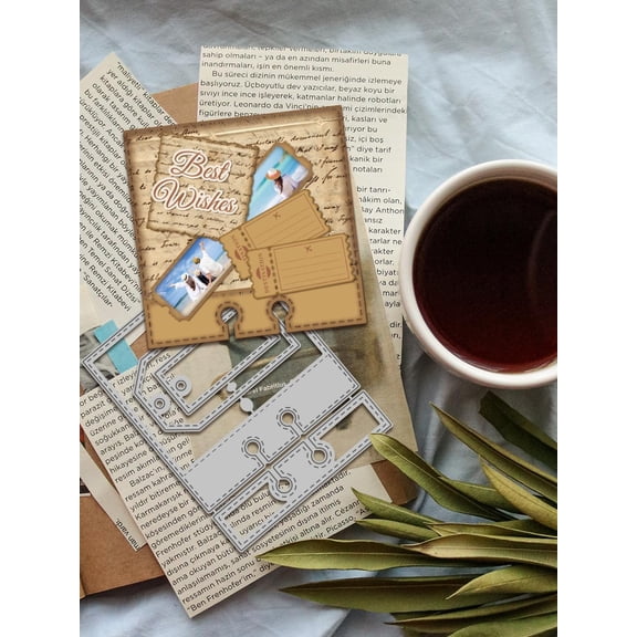 2Pcs Box Theme Metal Die Cuts Mixed Shapes DIY Craft Template Stencil DIY Embossing Stencil for DIY Scrapbooking Album Decorative Paper Card Making