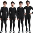 thumbnail image 1 of 2Pcs Boys Long Sleeve Sports Base Layer Compression Shirt+Leggings Set, SILVERCELL Kids Quick Dry Athletic Football Basketball Undershirt Activewear Suit, 4-10 Years, 1 of 7