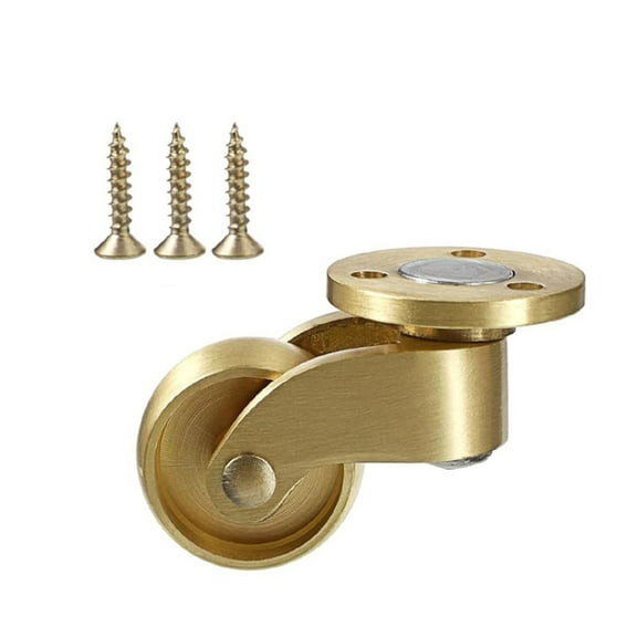 2Pcs Brass Casters Silents Rollers for Cabinet Trunk Trolleys Table Legs