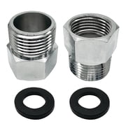 2Pcs Brass Faucet Adapter,G 1/2" Female to 7/8" Male Reducer Faucet Adapter,Compression Fitting for Kitchen Bathroom Faucet,Pipe Connector with Rubber Washer Silver