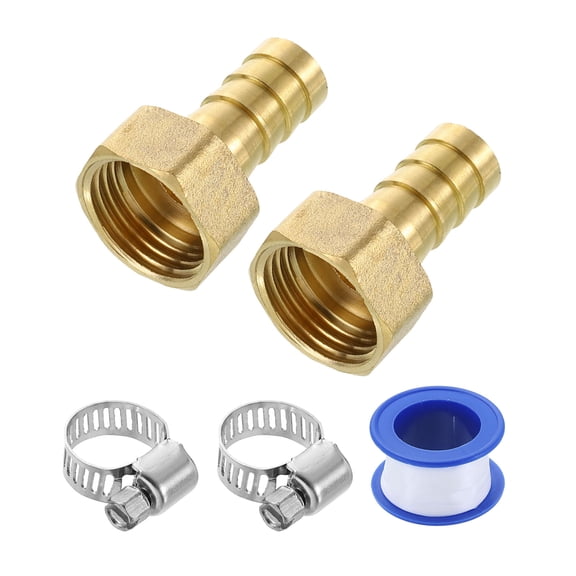 2Pcs Brass Hose Barb Fittings, 1/2" Barb x G1/2" Female Thread Hose Connector