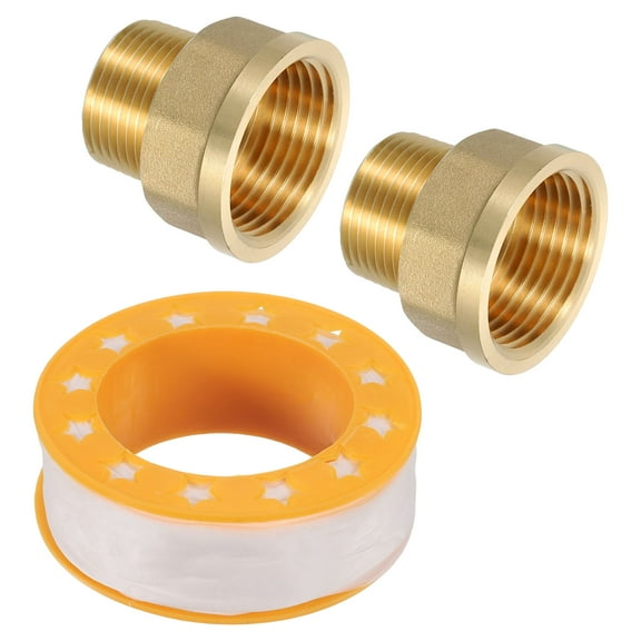 2Pcs Brass Pipe Fittings, 3/4" NPT Male x 1" NPT Female Hex Nipple Converter