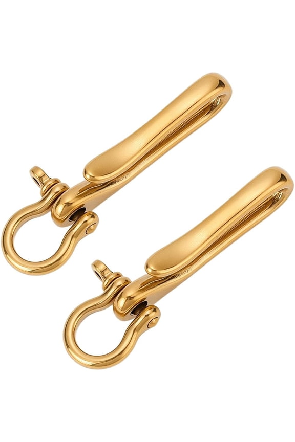 2Pcs Brass Shackle Clasps Car Keychain for Men Wallet Chain Accessory Golden 75x25x18mm Hole: 13x13mm for DIY